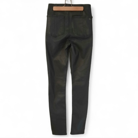 RAG & BONE Coated Pull On Highrise Jeans Pants Cotton Stretch Army Green S 4 - Picture 8 of 14